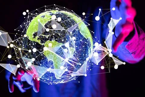 A Global network connection. World map point and line composition concept Stock Photos