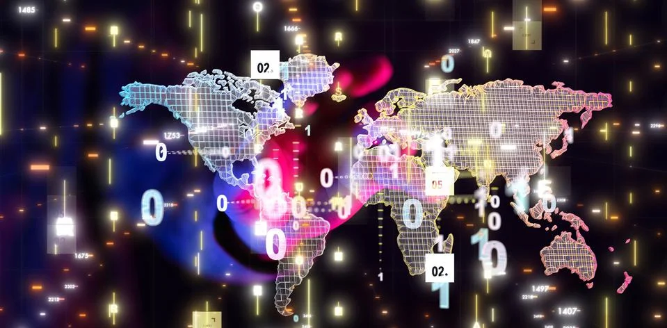 A Global network connection. World map point Stock Photos