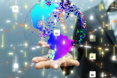 A Global network connection. World map point Stock Photos