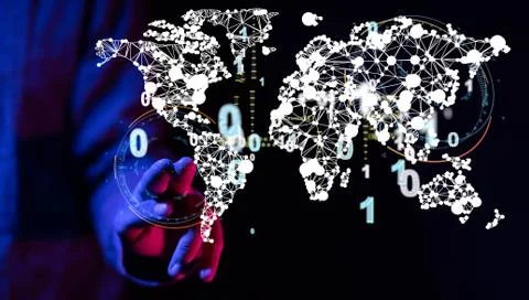 A Global network connection. World map point and line composition concept Stock Photos