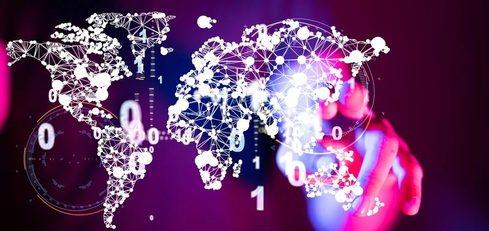 A Global network connection. World map point and line composition concept Stock Photos