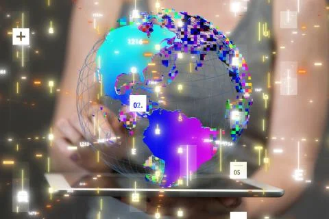 A Global network connection. World map point Stock Photos