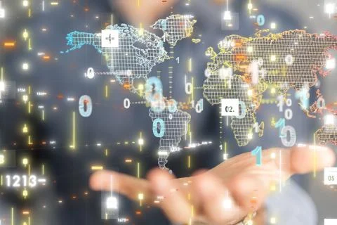 A Global network connection. World map point Stock Photos
