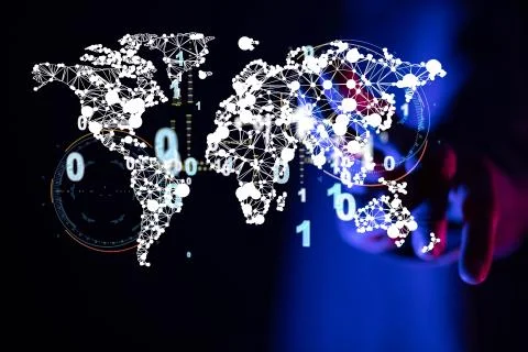 A Global network connection. World map point and line composition concept Stock Photos