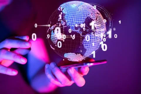 A Global network connection. World map point and line composition Stock Photos