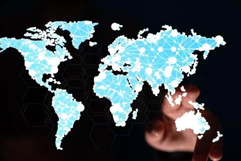 A Global network connection. World map point and line composition Fotos de archivo