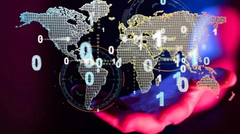 A Global network connection. World map point and line composition Stock Photos