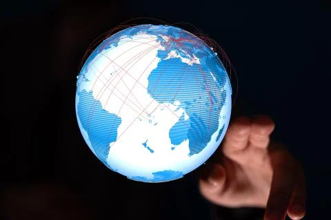 A Global network connection. World map point and line composition Stock Photos