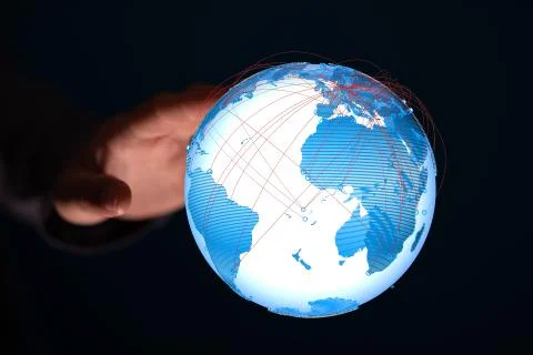 A Global network connection. World map point and line composition Stock Photos