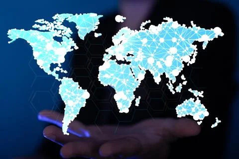 A Global network connection. World map point and line composition concept Stock Photos