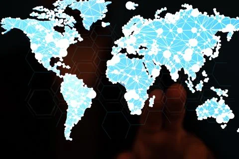 A Global network connection. World map point and line composition concept Stock Photos