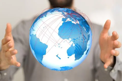 A Global network connection. World map point and line composition concept Stock Photos