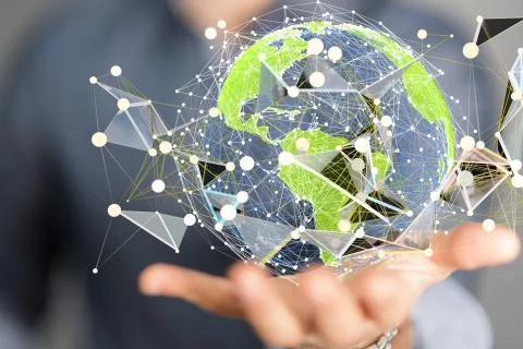 A Global network connection. World map point and line composition concept Stock Photos