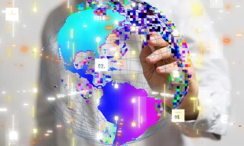 A Global network connection. World map point Stock Photos