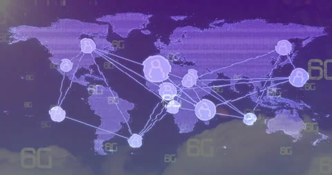 Global network connections and 6G technology animation over world map Stock Footage 303616038