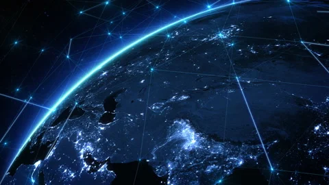 Global Network Connections and Communication Technology Global World Network Stock Footage 166478355