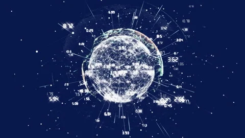 Global network connections and data points animation over digital globe Stock Footage 303461690