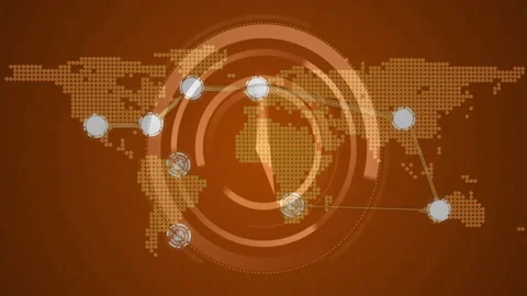 Global network connections and data transfer animation over world map Stock Footage 303616061
