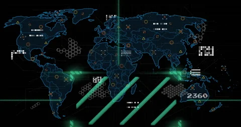 Global network connections and data processing animation over world map Stock Footage 303878633