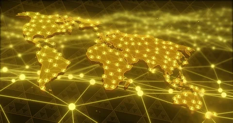 Global network connections and data flow animation over world map Stock Footage 304767978