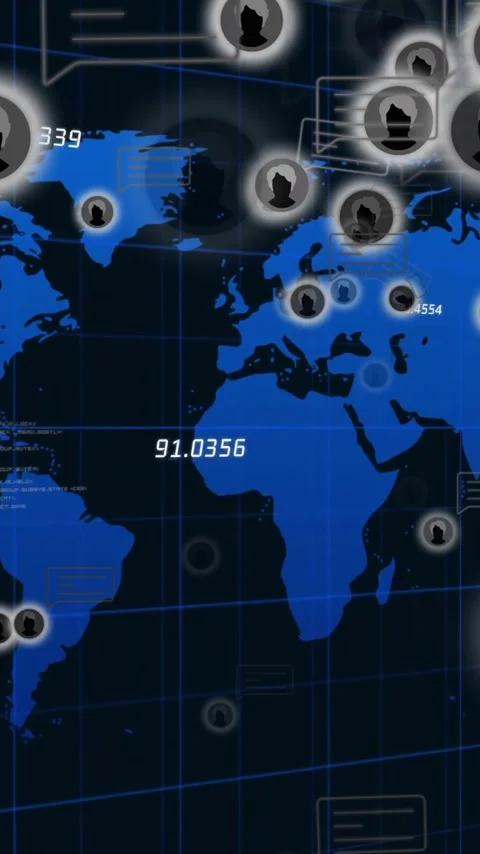 Global network connections and data points animation over world map Stock Footage 320034880