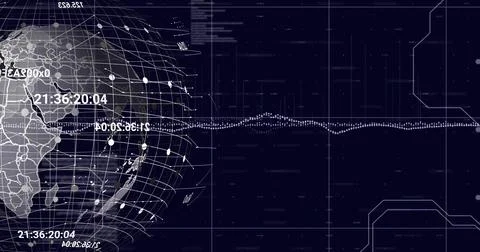 Global network connections and data points image over world map Stock Illustration