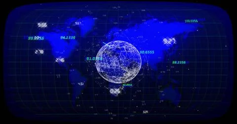 Global network connections and data points image over world map Stock Illustration