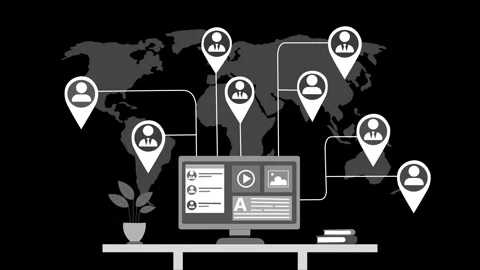 Global Network Connections Animation, Animation of a computer screen with g.. Stock Footage 317853513