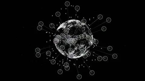 Global network connections animation over digital globe on black background Stock Footage 303540581