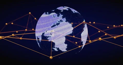 Global network connections animation over rotating Earth Stock Footage 305527354