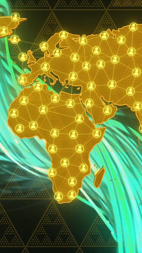 Global network connections animation over world map with glowing lines Видео 323780865