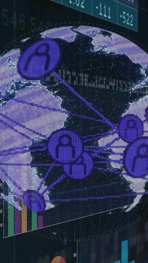 Global network connections animation over financial data charts and graphs Stock Footage 342954477
