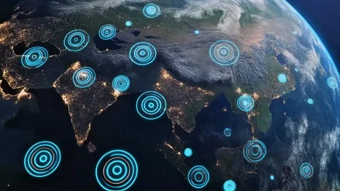 Global Network Connections on Earth at Night 库存影片 338064991