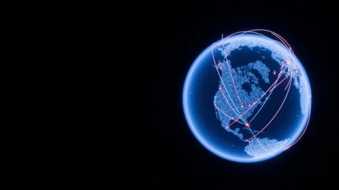 Global network connections over rotating digital Earth globe, 3D seamless loop Vídeos de archivo 348355811