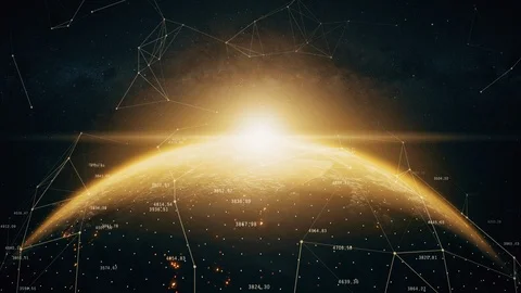 Global network connections in the world around the planet Stock Footage 104825694
