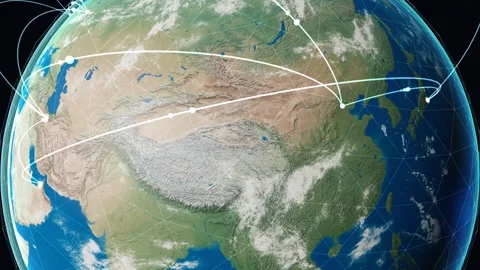 Global network connectivity across the earth. 4K Video stock 344577575