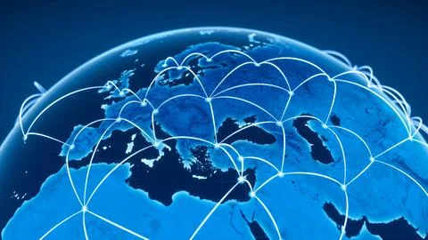 Global Network Connectivity and Data Transfer Stock Illustration