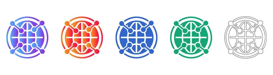 Global Network Connectivity and Data Icons Stock Illustration