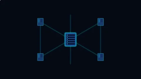Global Network Connectivity Animation with Pulsing Servers and Flowing Data.. Stock Footage 346612221