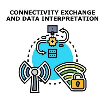 Global network connectivity exchanging and interpreting data イラスト素材