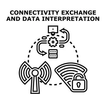Global network connectivity exchanging and interpreting data Stock Illustration