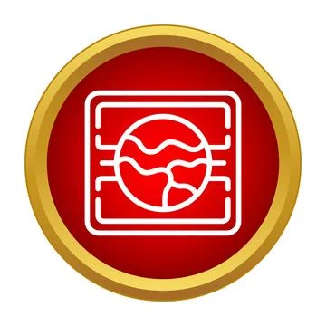 Global network connectivity icon on red circle background Stock Illustration