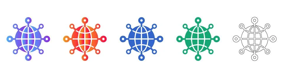 Global Network Connectivity Icon Set Illustrazione stock
