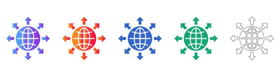 Global Network Connectivity Icon Set Illustrazione stock