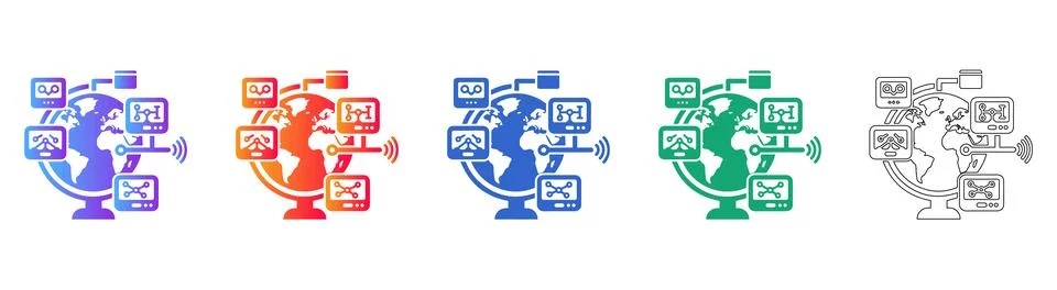 Global Network Connectivity Illustration with Gradient Icons Stock Illustration
