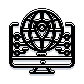 Global network connectivity location finding concept icon Stock Illustration