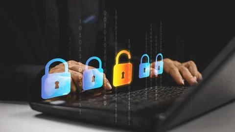 Global network cybersecurity technology concept. Business protect personal in Foto stock