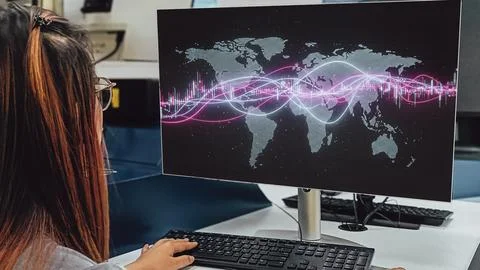 Global Network Data Analysis Stock Photos