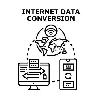 Global network data changing between computer and mobile Stock Illustration
