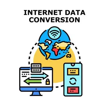 Global network data changing between computer and mobile Stock Illustration